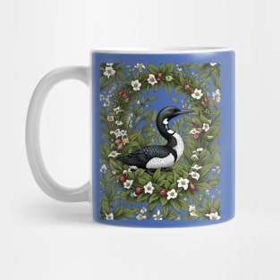 Common Loon Surrounded By Lady's Slipper Flowers Mug